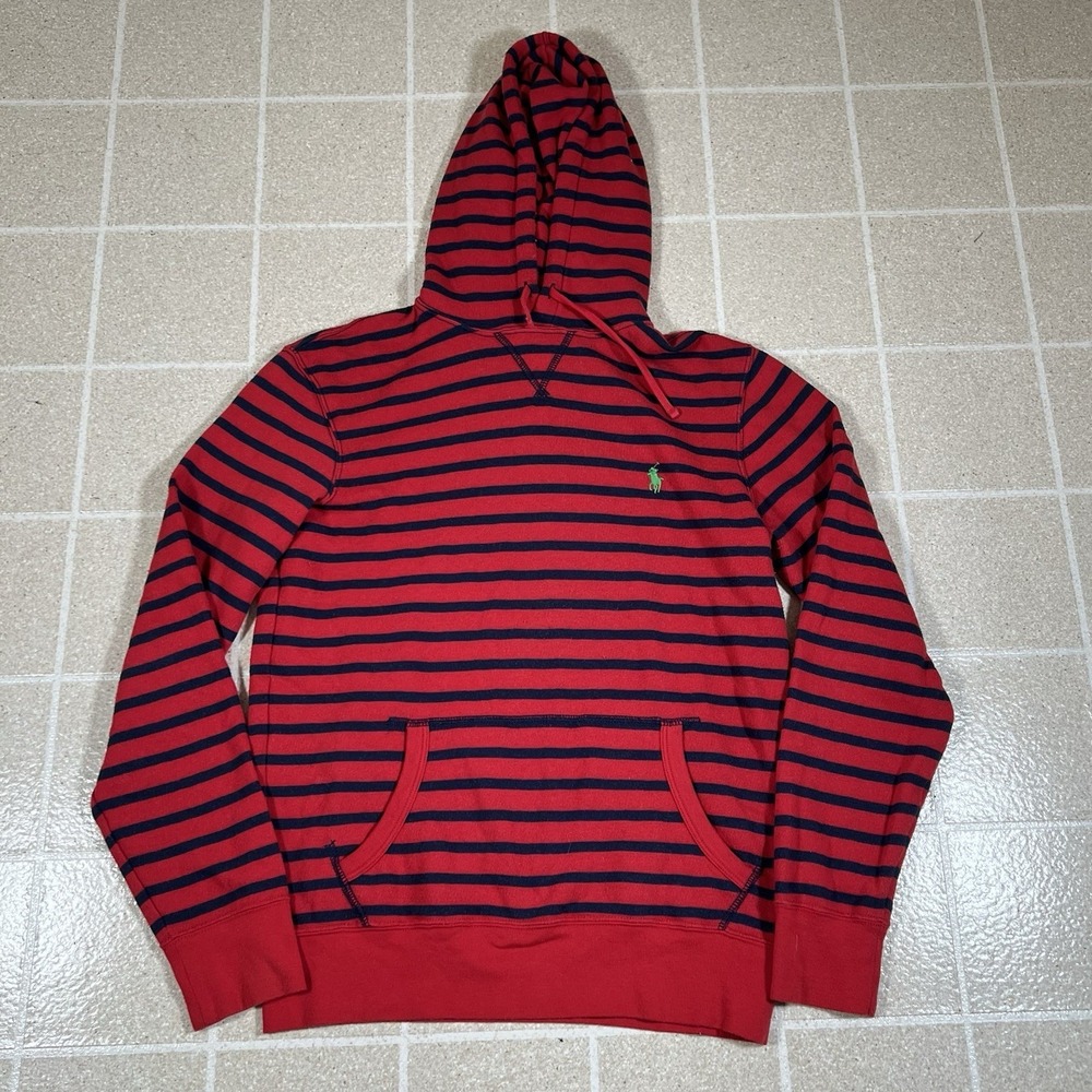 Vintage 90s Polo Ralph Lauren Pullover Hoodie Sweatshirt Mens Size Medium Stripe